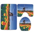 thumbnail image 1 of PUDMAD Landscape Tulip Blooms Classic Dutch Windmill Netherlands Countryside Spring 3 Piece Bathroom Rugs Set Bath Rug Contour Mat and Toilet Lid Cover, 1 of 2