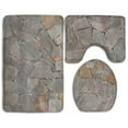 thumbnail image 1 of PUDMAD Large Stacked Stones 3 Piece Bathroom Rugs Set Bath Rug Contour Mat and Toilet Lid Cover, 1 of 2