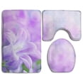 thumbnail image 1 of PUDMAD Lavender Flower Beautiful 3 Piece Bathroom Rugs Set Bath Rug Contour Mat and Toilet Lid Cover, 1 of 2