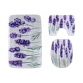 thumbnail image 1 of PUDMAD Lavender Purple Flowers Blossom 3 Piece Bathroom Rugs Set Bath Rug Contour Mat and Toilet Lid Cover, 1 of 2