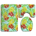 thumbnail image 1 of PUDMAD Leaf 3 Piece Bathroom Rugs Set Bath Rug Contour Mat and Toilet Lid Cover, 1 of 2