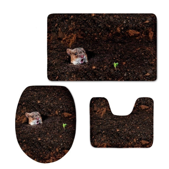 PUDMAD Leaf Frog 3 Piece Bathroom Rugs Set Bath Rug Contour Mat and Toilet Lid Cover