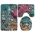 thumbnail image 1 of PUDMAD Leaf Geometry 3 Piece Bathroom Rugs Set Bath Rug Contour Mat and Toilet Lid Cover, 1 of 2