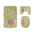 thumbnail image 1 of PUDMAD Leaved Lemon Sliced Yellow 3 Piece Bathroom Rugs Set Bath Rug Contour Mat and Toilet Lid Cover, 1 of 2