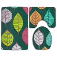 thumbnail image 1 of PUDMAD Leaves 3 Piece Bathroom Rugs Set Bath Rug Contour Mat and Toilet Lid Cover, 1 of 2