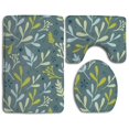 thumbnail image 1 of PUDMAD Leaves 3 Piece Bathroom Rugs Set Bath Rug Contour Mat and Toilet Lid Cover, 1 of 2