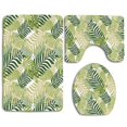 thumbnail image 1 of PUDMAD Leaves Tropical Exotic Palm Tree Leaves Natural Botanical Spring Summer Contemporary Graphic 3 Piece Bathroom Rugs Set Bath Rug Contour Mat and Toilet Lid Cover, 1 of 2