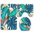 thumbnail image 1 of PUDMAD Leaves Tropical Summer Exotic 3 Piece Bathroom Rugs Set Bath Rug Contour Mat and Toilet Lid Cover, 1 of 2