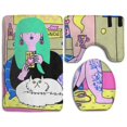 thumbnail image 1 of PUDMAD Leisure Girl 3 Piece Bathroom Rugs Set Bath Rug Contour Mat and Toilet Lid Cover, 1 of 2