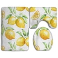 thumbnail image 1 of PUDMAD Lemon 3 Piece Bathroom Rugs Set Bath Rug Contour Mat and Toilet Lid Cover, 1 of 2