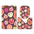 thumbnail image 1 of PUDMAD Lemon Dragon Fruit Fig Papaya Texture Slice Fruit Abstract 3 Piece Bathroom Rugs Set Bath Rug Contour Mat and Toilet Lid Cover, 1 of 2