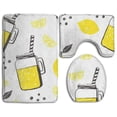 thumbnail image 1 of PUDMAD Lemon Juice 3 Piece Bathroom Rugs Set Bath Rug Contour Mat and Toilet Lid Cover, 1 of 2