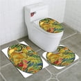 thumbnail image 1 of PUDMAD Leopard in Jungle Coloring Page Exotic Flowers and Wild 3 Piece Bathroom Rugs Set Bath Rug Contour Mat and Toilet Lid Cover, 1 of 2