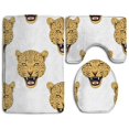 thumbnail image 1 of PUDMAD Leopards 3 Piece Bathroom Rugs Set Bath Rug Contour Mat and Toilet Lid Cover, 1 of 2