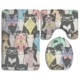 thumbnail image 1 of PUDMAD Leslie Studio Cat 3 Piece Bathroom Rugs Set Bath Rug Contour Mat and Toilet Lid Cover, 1 of 2