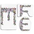 thumbnail image 1 of PUDMAD Letter E Tropical Creatures Spring Season Spotted Wings Fragility Femininity Theme 3 Piece Bathroom Rugs Set Bath Rug Contour Mat and Toilet Lid Cover, 1 of 2
