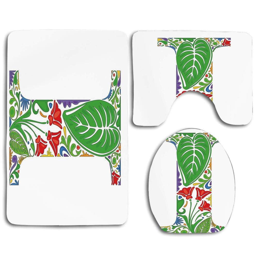 PUDMAD Letter I Initial Letter Capital Nature Inspired Floral Swirl ...