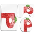 thumbnail image 1 of PUDMAD Letter P healthy Living Themed Alphabet Capital P Sweet Vegetarian Vegan Food vermilion Green Orange 3 Piece Bathroom Rugs Set Bath Rug Contour Mat and Toilet Lid Cover, 1 of 2