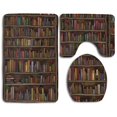 thumbnail image 1 of PUDMAD Library Books Wall 3 Piece Bathroom Rugs Set Bath Rug Contour Mat and Toilet Lid Cover, 1 of 2