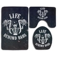 thumbnail image 1 of PUDMAD Life Behind Bars Motorcycle Biker 3 Piece Bathroom Rugs Set Bath Rug Contour Mat and Toilet Lid Cover, 1 of 2