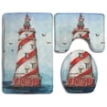 thumbnail image 1 of PUDMAD Lighthouse 3 Piece Bathroom Rugs Set Bath Rug Contour Mat and Toilet Lid Cover, 1 of 2
