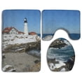 thumbnail image 1 of PUDMAD Lighthouse Snow Landscape 3 Piece Bathroom Rugs Set Bath Rug Contour Mat and Toilet Lid Cover, 1 of 2