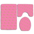 thumbnail image 1 of PUDMAD Lightnings Texture Patterns Pink Yellow 3 Piece Bathroom Rugs Set Bath Rug Contour Mat and Toilet Lid Cover, 1 of 2