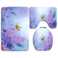 thumbnail image 1 of PUDMAD Lilac Flowers 3 Piece Bathroom Rugs Set Bath Rug Contour Mat and Toilet Lid Cover, 1 of 2