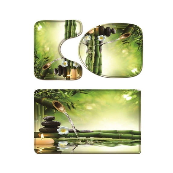 PUDMAD Lilies Eggs for Easter 3 Piece Bathroom Rugs Set Bath Rug Contour Mat and Toilet Lid Cover