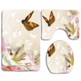thumbnail image 1 of PUDMAD Lilies So Fair 3 Piece Bathroom Rugs Set Bath Rug Contour Mat and Toilet Lid Cover, 1 of 2