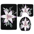thumbnail image 1 of PUDMAD Lilium Black 3 Piece Bathroom Rugs Set Bath Rug Contour Mat and Toilet Lid Cover, 1 of 2
