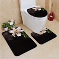 thumbnail image 1 of PUDMAD Lily Flower Dark Condolence Card Empty Place a Text 3 Piece Bathroom Rugs Set Bath Rug Contour Mat and Toilet Lid Cover, 1 of 2