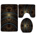 thumbnail image 1 of PUDMAD Lines Dark Patterns 3 Piece Bathroom Rugs Set Bath Rug Contour Mat and Toilet Lid Cover, 1 of 2