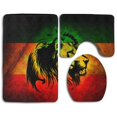 thumbnail image 1 of PUDMAD Lion Jamaica Reggae 3 Piece Bathroom Rugs Set Bath Rug Contour Mat and Toilet Lid Cover, 1 of 2