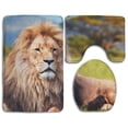 thumbnail image 1 of PUDMAD Lion Lying Down 3 Piece Bathroom Rugs Set Bath Rug Contour Mat and Toilet Lid Cover, 1 of 2