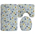 thumbnail image 1 of PUDMAD Little Bee Flower What is Missing 3 Piece Bathroom Rugs Set Bath Rug Contour Mat and Toilet Lid Cover, 1 of 2