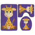 thumbnail image 1 of PUDMAD Little Cute Giraffe 3 Piece Bathroom Rugs Set Bath Rug Contour Mat and Toilet Lid Cover, 1 of 2