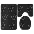 thumbnail image 1 of PUDMAD Little Dinosaur Black 3 Piece Bathroom Rugs Set Bath Rug Contour Mat and Toilet Lid Cover, 1 of 2