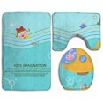 thumbnail image 1 of PUDMAD Little Girl Swimming 3 Piece Bathroom Rugs Set Bath Rug Contour Mat and Toilet Lid Cover, 1 of 2
