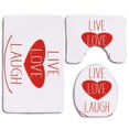 thumbnail image 1 of PUDMAD Live Laugh Love Way Life Style Heart Icon Smiling Form and Phrase Artsy 3 Piece Bathroom Rugs Set Bath Rug Contour Mat and Toilet Lid Cover, 1 of 2