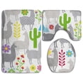 thumbnail image 1 of PUDMAD Llama 3 Piece Bathroom Rugs Set Bath Rug Contour Mat and Toilet Lid Cover, 1 of 2