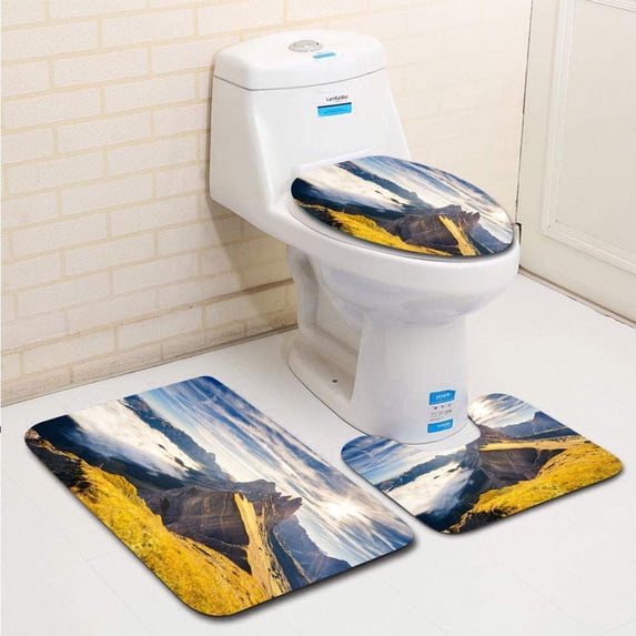 PUDMAD Location Place Dolomite Mountains South Tyrol Italy Europe Explore Worlds Beauty 3 Piece Bathroom Rugs Set Bath Rug Contour Mat and Toilet Lid Cover