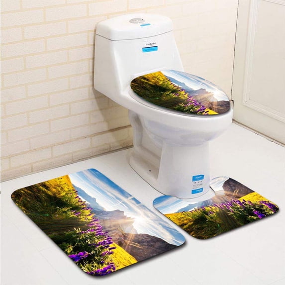 PUDMAD Location Place Dolomite Mountains South Tyrol Italy Europe Explore Worlds Beauty 3 Piece Bathroom Rugs Set Bath Rug Contour Mat and Toilet Lid Cover