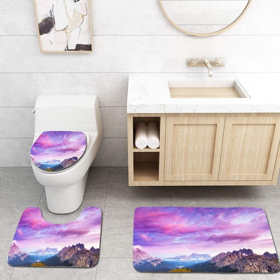 PUDMAD Location Place Dolomite Mountains South Tyrol Italy Europe Explore Worlds Beauty 3 Piece Bathroom Rugs Set Bath Rug Contour Mat and Toilet Lid Cover