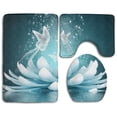 thumbnail image 1 of PUDMAD Lotus Flower 3 Piece Bathroom Rugs Set Bath Rug Contour Mat and Toilet Lid Cover, 1 of 2