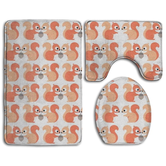 PUDMAD Lovable Pinecone 3 Piece Bathroom Rugs Set Bath Rug Contour Mat and Toilet Lid Cover