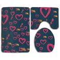 thumbnail image 1 of PUDMAD Love Heart Patterns 3 Piece Bathroom Rugs Set Bath Rug Contour Mat and Toilet Lid Cover, 1 of 2