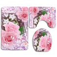 thumbnail image 1 of PUDMAD Love Pink 3 Piece Bathroom Rugs Set Bath Rug Contour Mat and Toilet Lid Cover, 1 of 2
