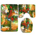 thumbnail image 1 of PUDMAD Lovely Cats Puppies in Garden 3 Piece Bathroom Rugs Set Bath Rug Contour Mat and Toilet Lid Cover, 1 of 2