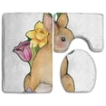 thumbnail image 1 of PUDMAD Lovely Rabbit 3 Piece Bathroom Rugs Set Bath Rug Contour Mat and Toilet Lid Cover, 1 of 2